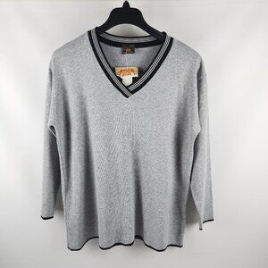 Route 66 Sweater Mens Large Gray Vintage L/S V-Neck Pullover USA NWT